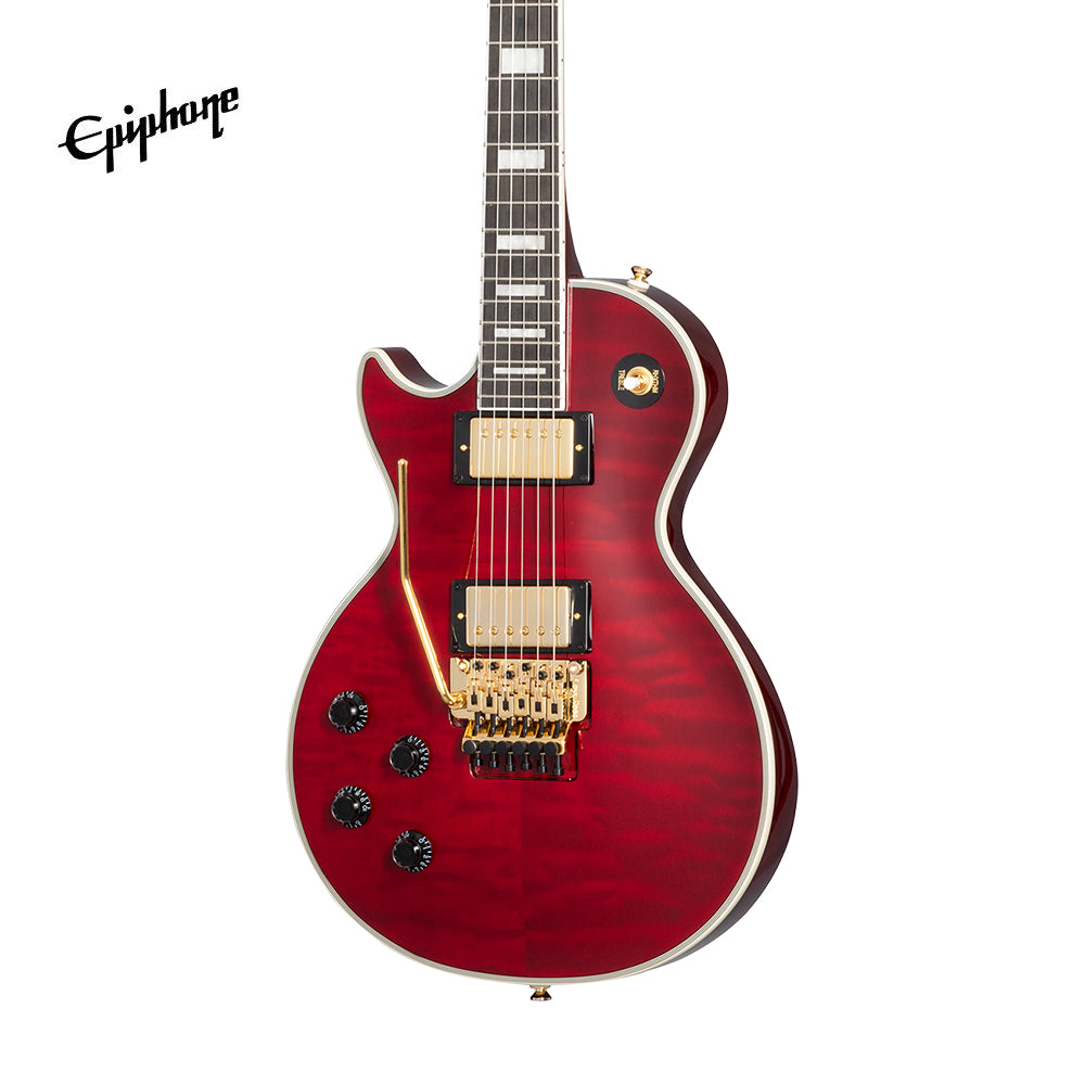 Epiphone Alex Lifeson Les Paul Custom Axcess Left-handed Electric Guitar, Case Included - Ruby
