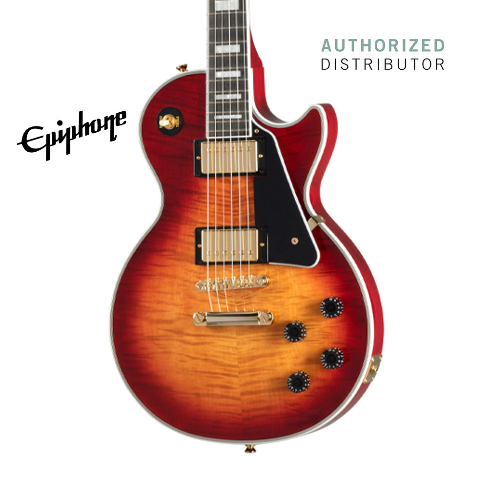 Epiphone Les Paul Custom Figured Electric Guitar with Premium Gig Bag - Heritage Cherry Sunburst