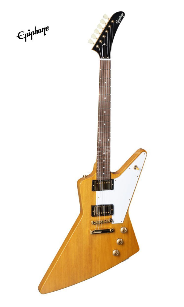 Epiphone Korina Explorer Electric Guitar, Case Included - Aged Natural