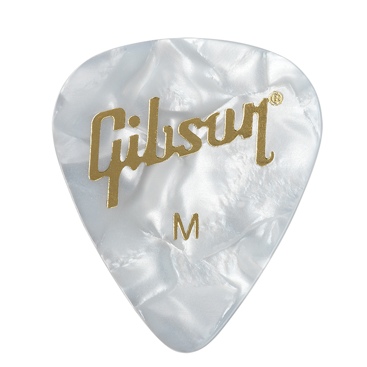 GIBSON ACCESSORIES PEARLOID MEDIUM WHITE PICKS, 12 PACK (APRW12-74M)