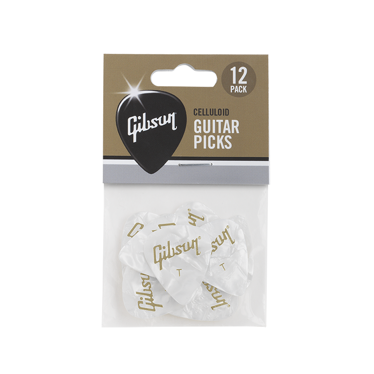 GIBSON ACCESSORIES PEARLOID THIN WHITE PICKS, 12 PACK (APRW12-74T)