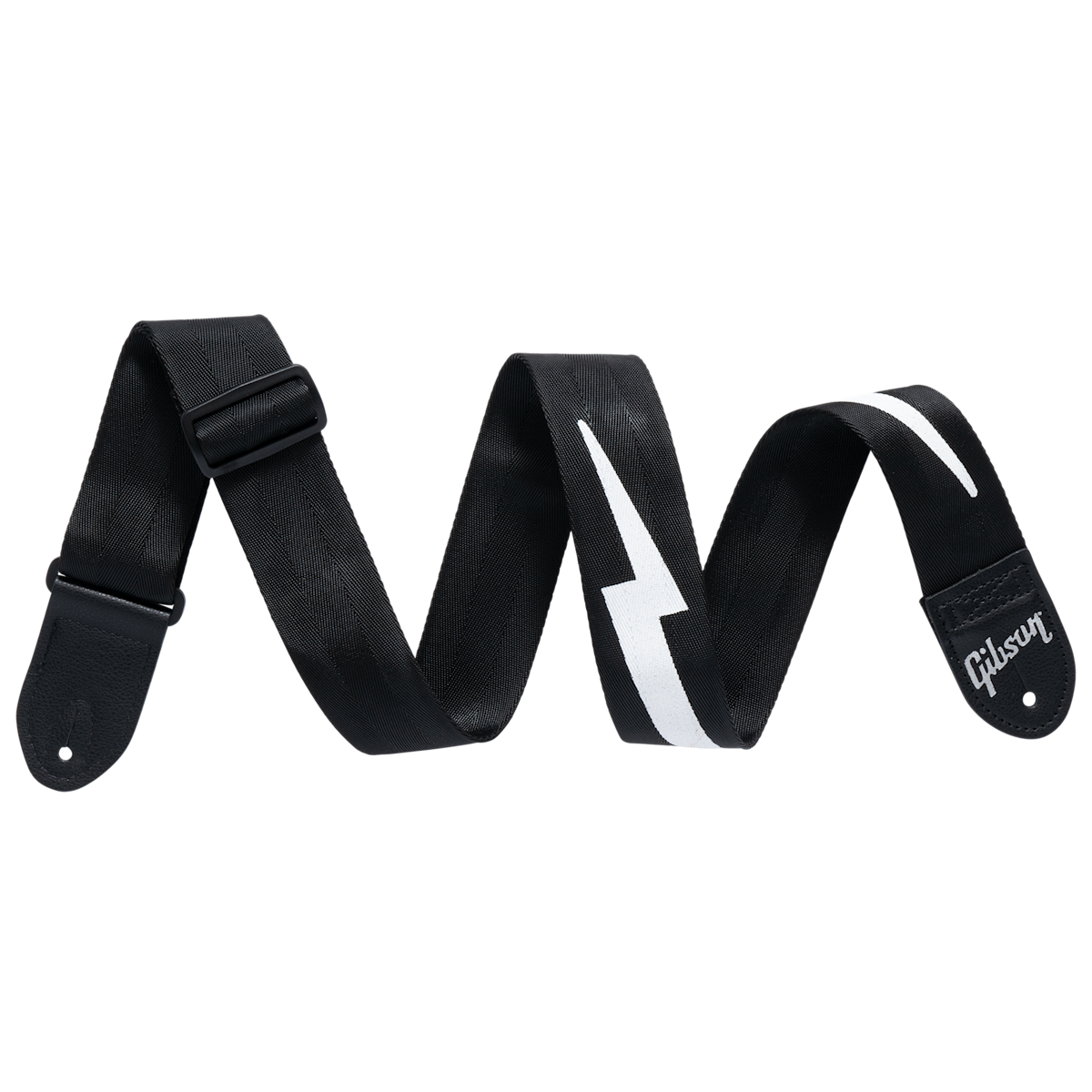 GIBSON ACCESSORIES LIGHTNING BOLT SEATBELT GUITAR STRAP - JET BLACK (ASBOLT-BLK)