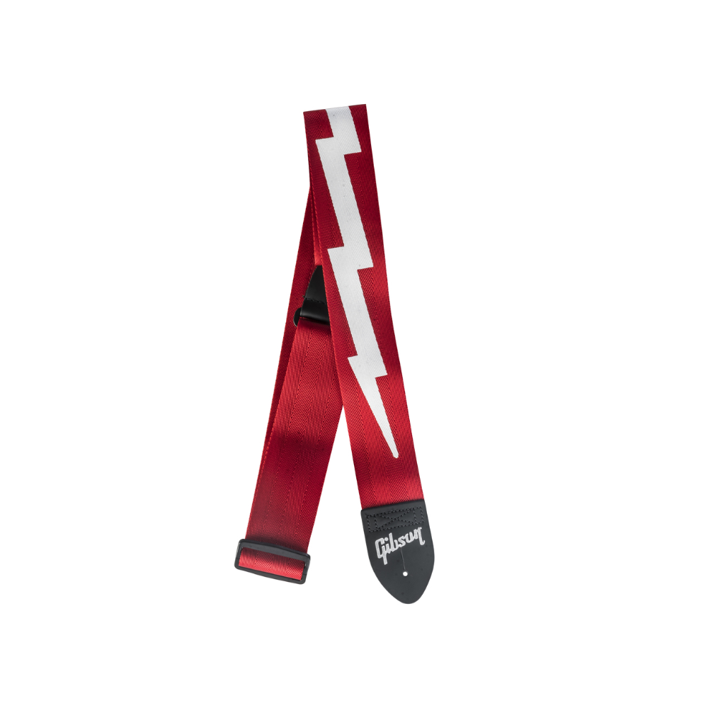GIBSON ACCESSORIES THE LIGHTNING BOLT SEATBELT GUITAR STRAP - RED (ASGSBL-20)
