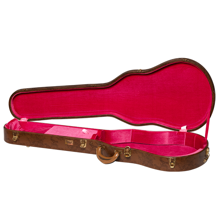 GIBSON ACCESSORIES LIFTON HISTORIC "5-LATCH" LES PAUL HARDSHELL CASE, AGED - BROWN/PINK (ASLFTCASE-5L-LPS-AG)