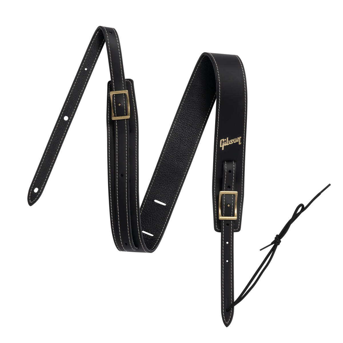 GIBSON ACCESSORIES THE TROUBADOUR LEATHER GUITAR STRAP - BLACK (ASTRBDR-BLK)