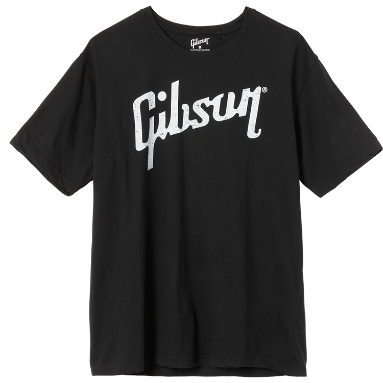 GIBSON ACCESSORIES DISTRESSED GIBSON LOGO T-SHIRT - BLACK (GA-BLKT)