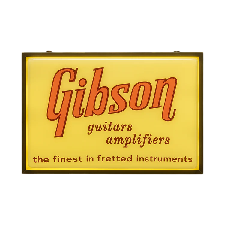 GIBSON VINTAGE LIGHTED SIGN, GUITARS & AMPLIFIERS