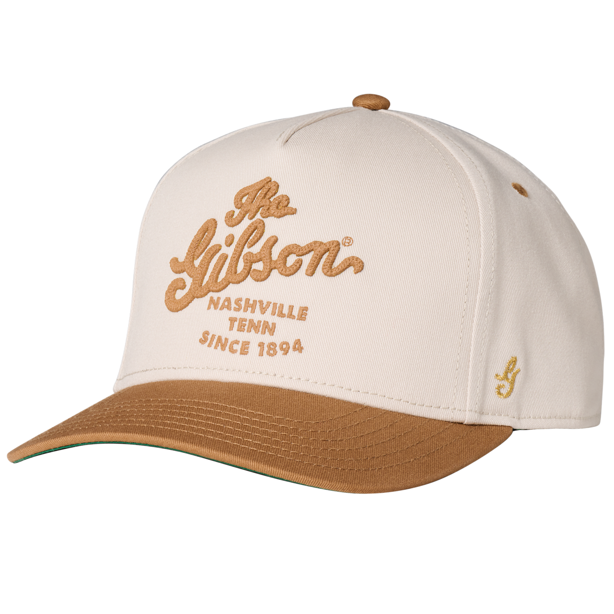 GIBSON ACCESSORIES SCRIPT LOGO STRUCTURED SNAPBACK - BEIGE (GA-SSNBK-SCRP-BEG)