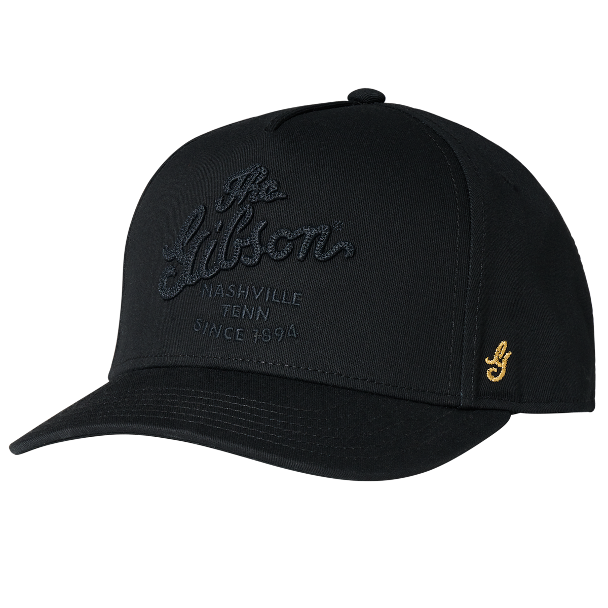 GIBSON ACCESSORIES SCRIPT LOGO STRUCTURED SNAPBACK - BLACK (GA-SSNBK-SCRP-BLK)