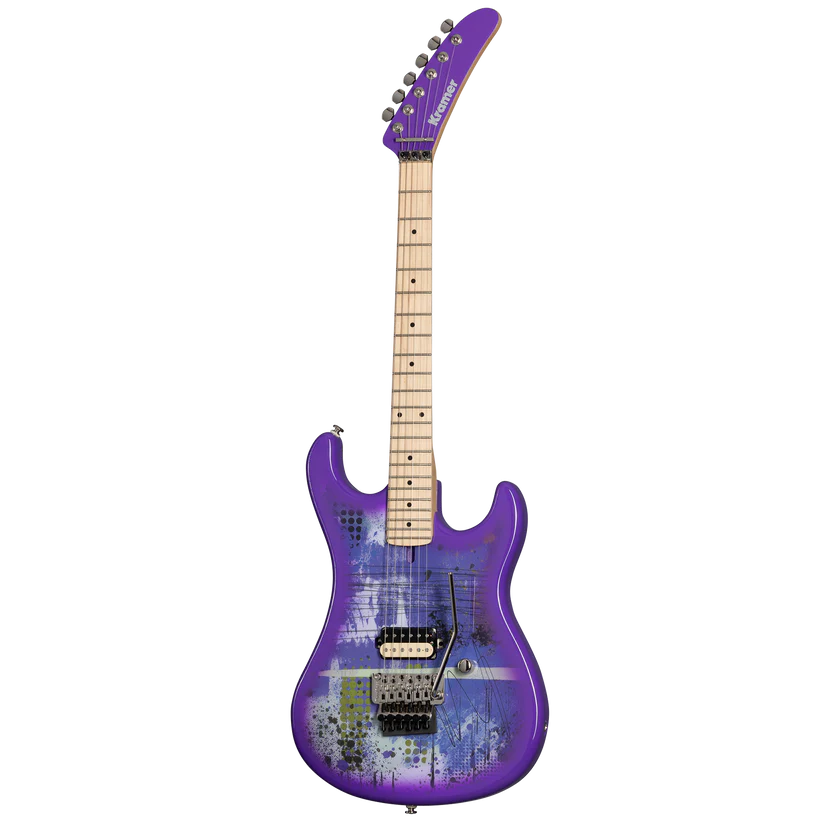 Kramer 84 Purple Splatter Electric Guitar with Premium Gig Bag - Shockwave with Purple Splatter