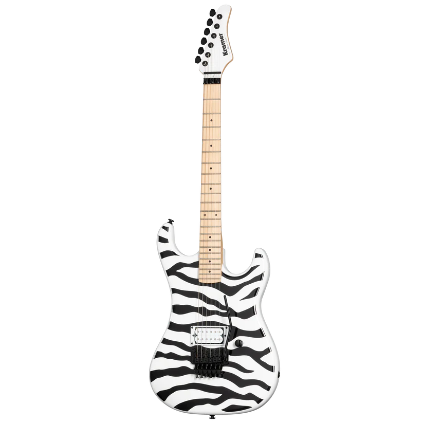 Kramer Pacer Wild Zebra Electric Guitar with Premium Gig Bag - Alpine White with Black Stripes