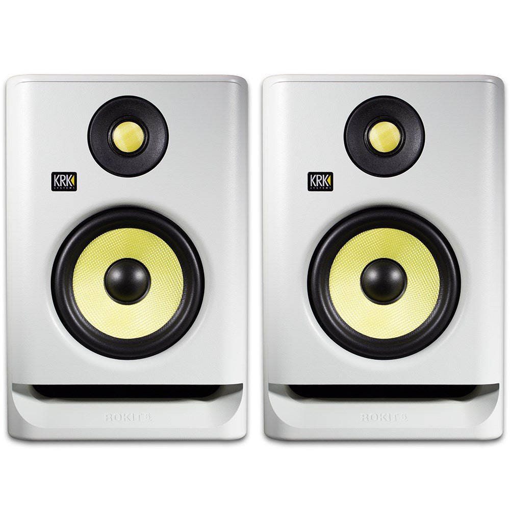 KRK ROKIT 5 G4 5 Powered Studio Monitor - White Noise Finish, Pair