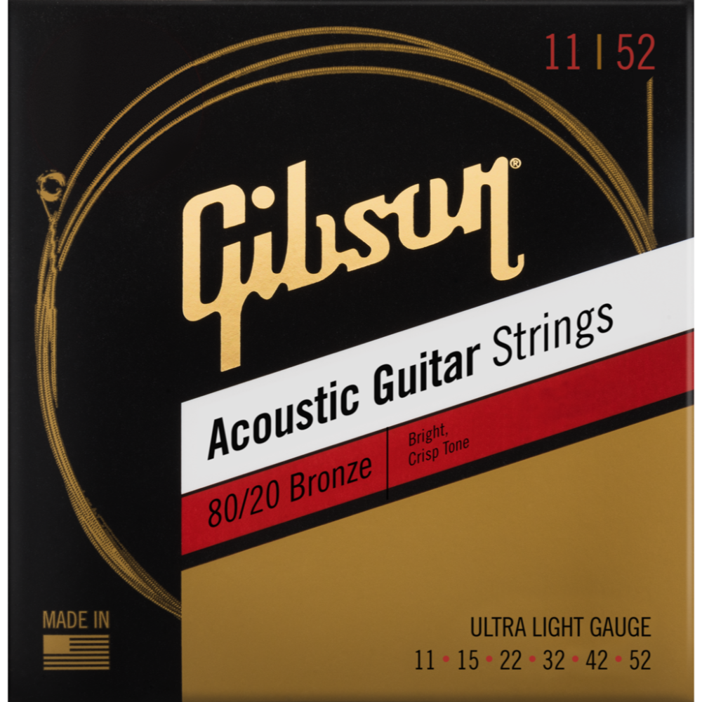 GIBSON ACCESSORIES 80/20 BRONZE ACOUSTIC GUITAR STRINGS - .011-.052 ULTRA LIGHT (SAG-BRW11)