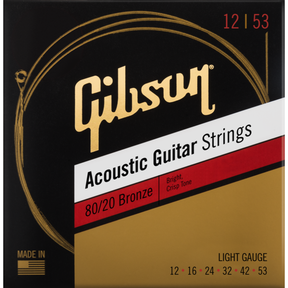 GIBSON ACCESSORIES 80/20 BRONZE ACOUSTIC GUITAR STRINGS - .012-.053 LIGHT (SAG-BRW12)