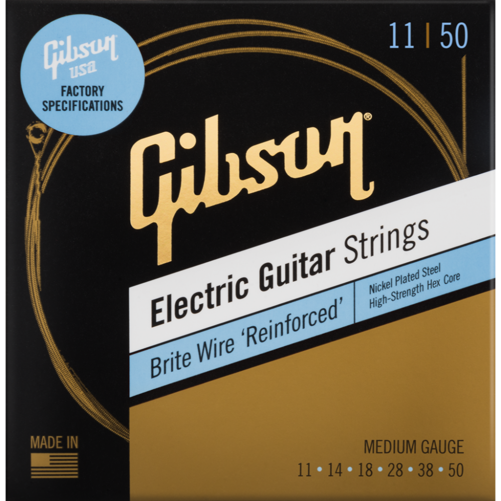 GIBSON ACCESSORIES BRITE WIRE 'REINFORCED' ELECTRIC GUITAR STRINGS - .011-.050 MEDIUM (SEG-BWR11)