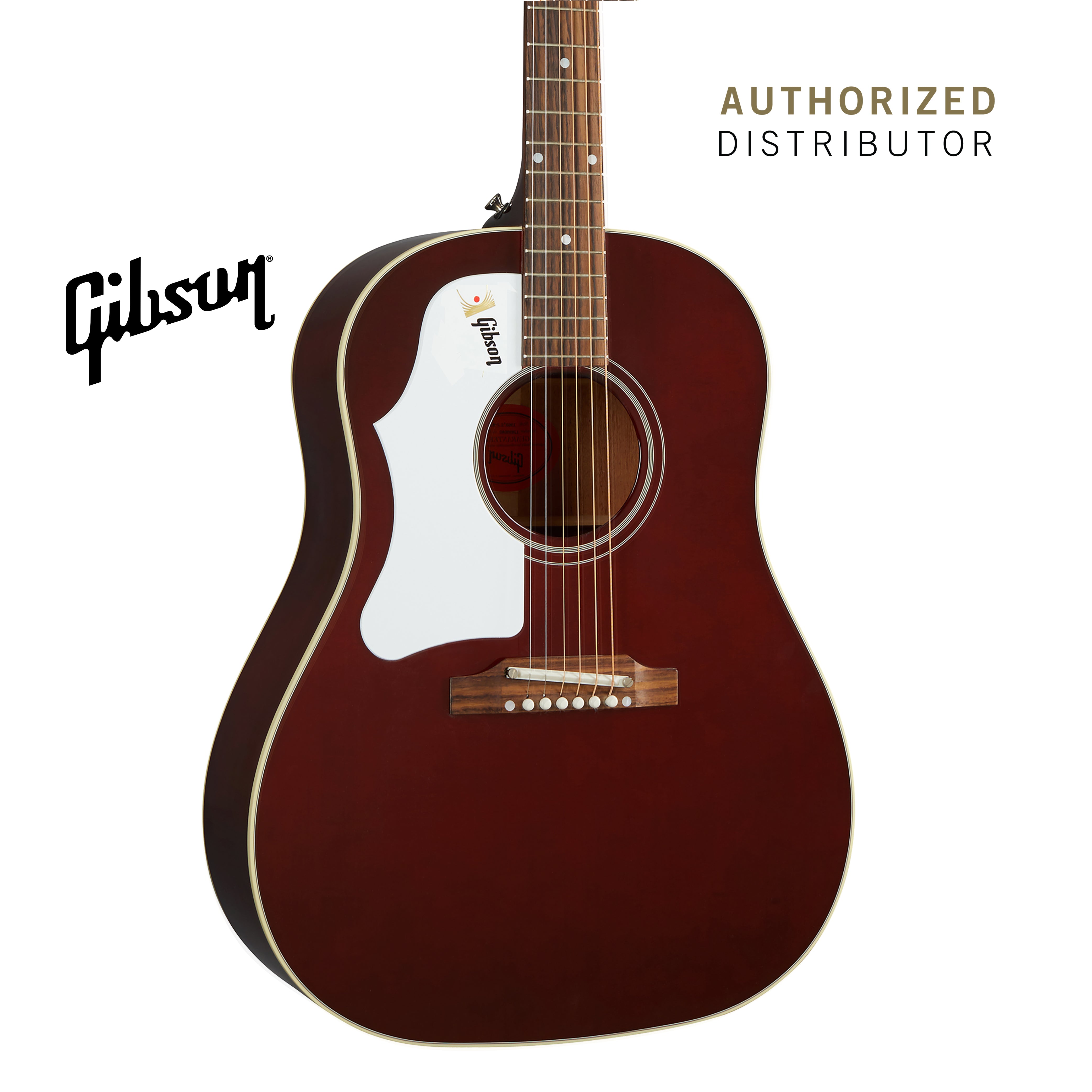 GIBSON 60S J-45 ORIGINAL, ADJ SADDLE LEFT-HANDED ACOUSTIC GUITAR - WINE RED