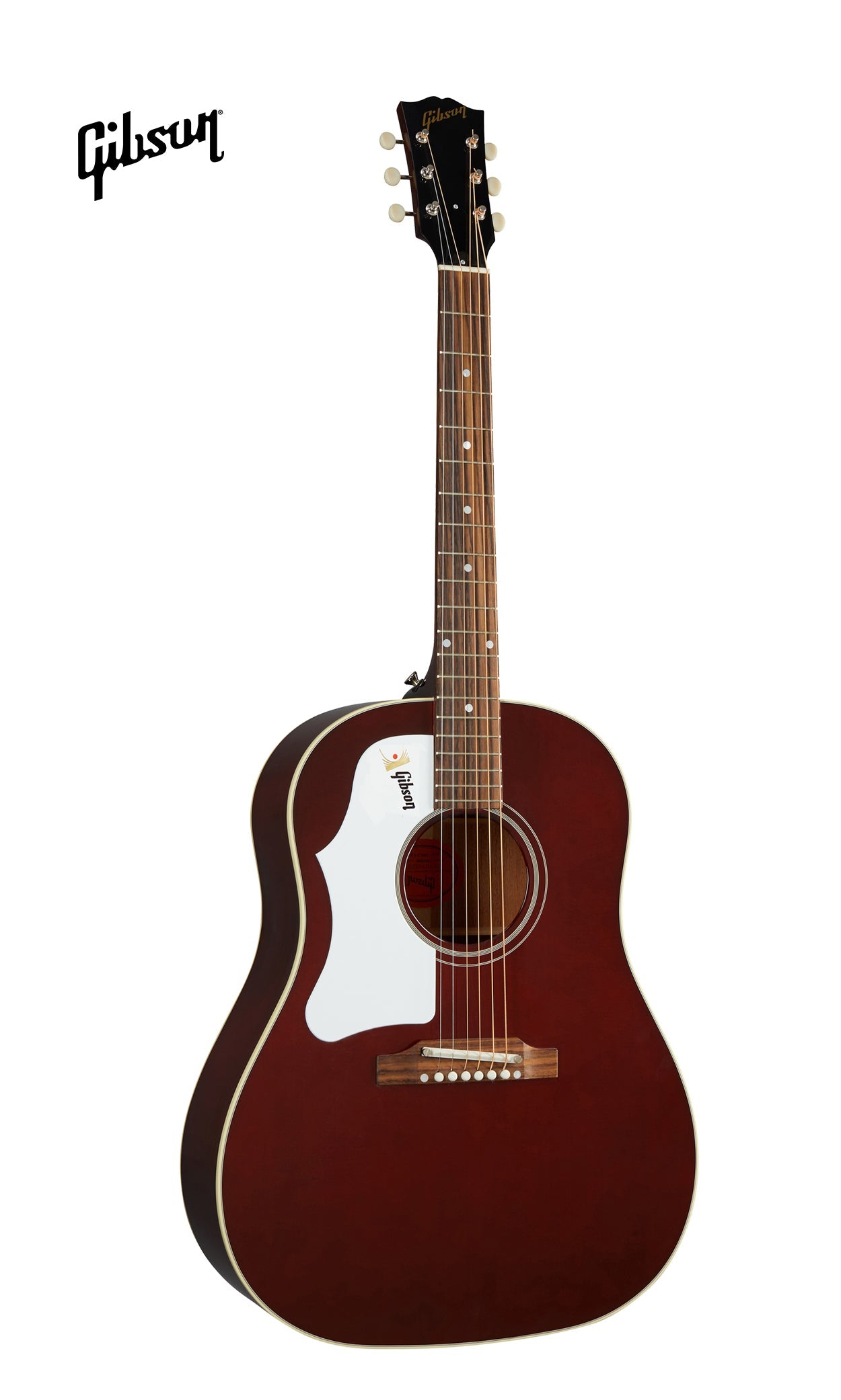 GIBSON 60S J-45 ORIGINAL, ADJ SADDLE LEFT-HANDED ACOUSTIC GUITAR - WINE RED