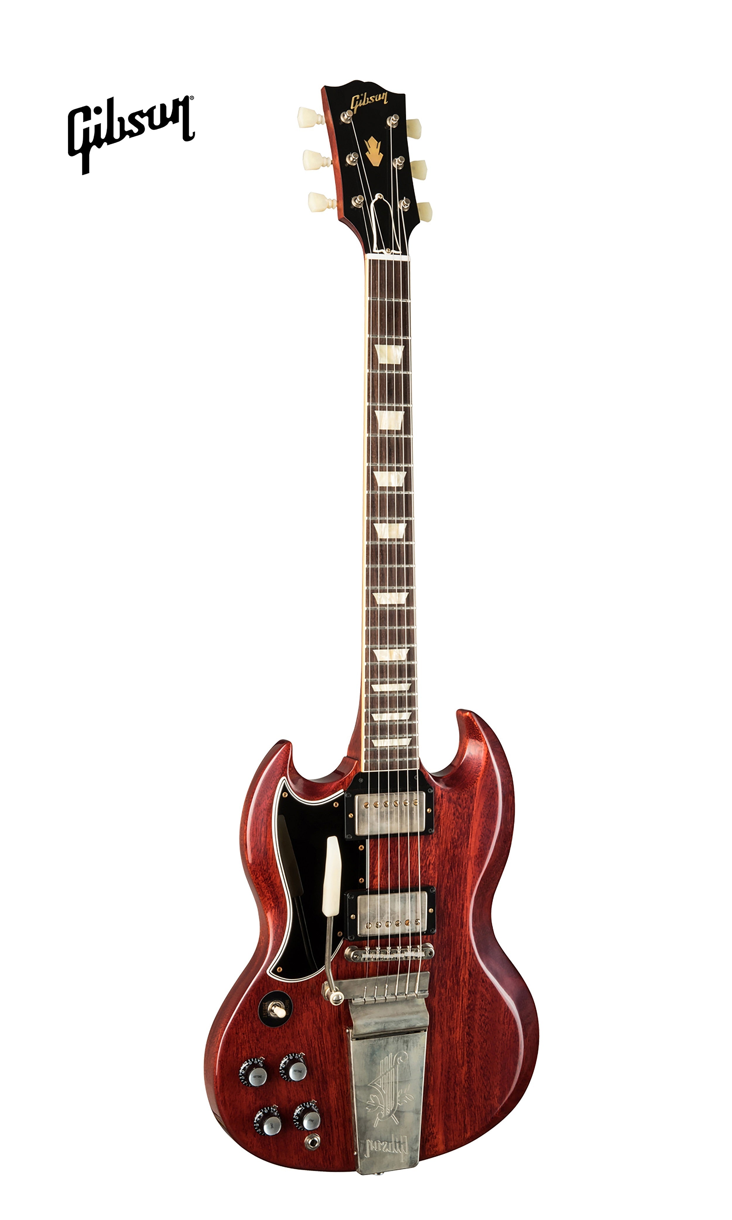 GIBSON 1964 SG STANDARD REISSUE WITH MAESTRO VIBROLA VOS LEFT-HANDED ELECTRIC ELECTRIC GUITAR - CHERRY RED