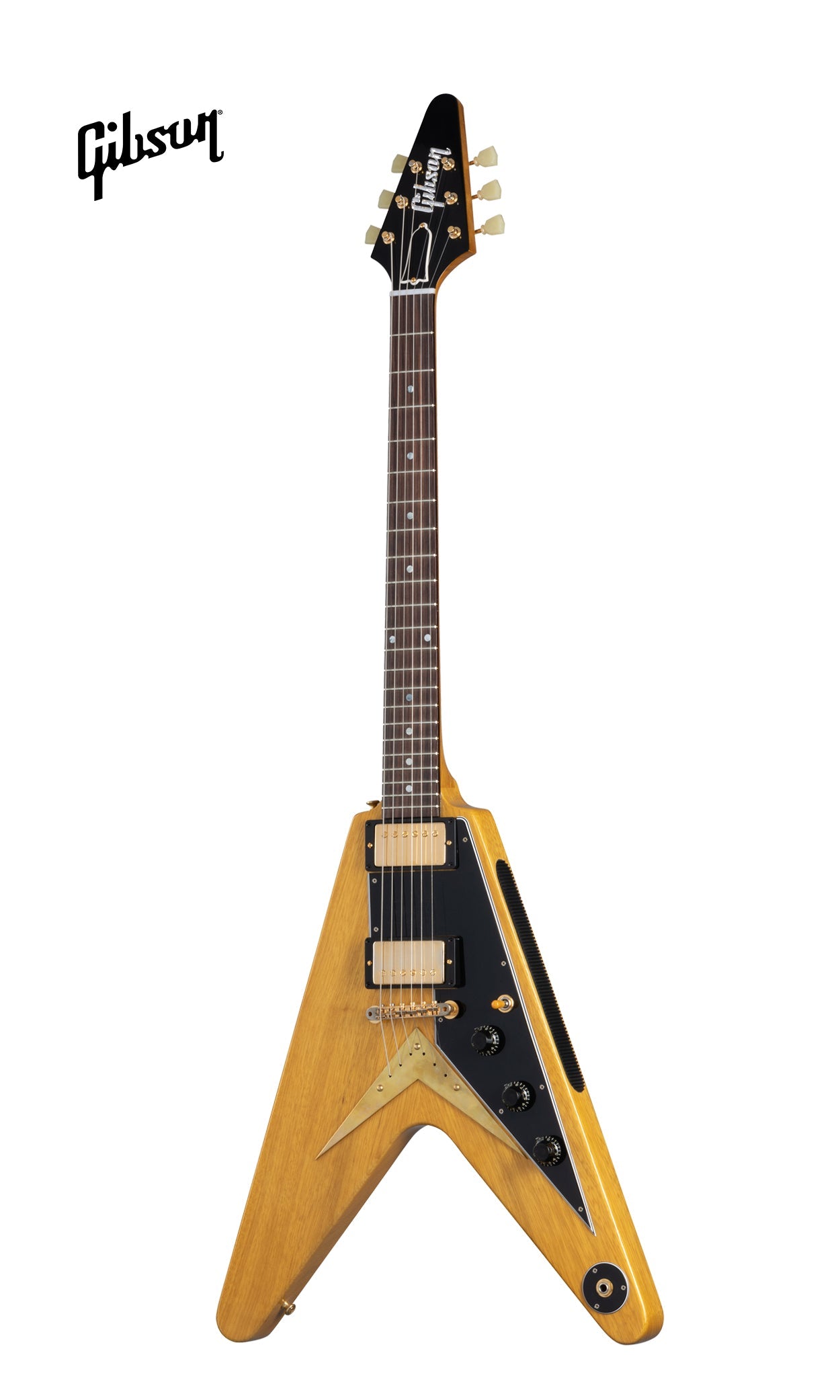 GIBSON 1958 KORINA FLYING V ELECTRIC GUITAR WITH BLACK PICKGUARD - NATURAL