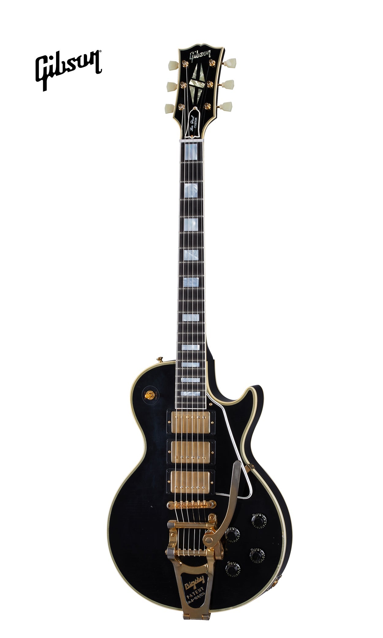 GIBSON 1957 LES PAUL CUSTOM REISSUE 3-PICKUP BIGSBY LIGHT AGED ELECTRIC GUITAR - EBONY