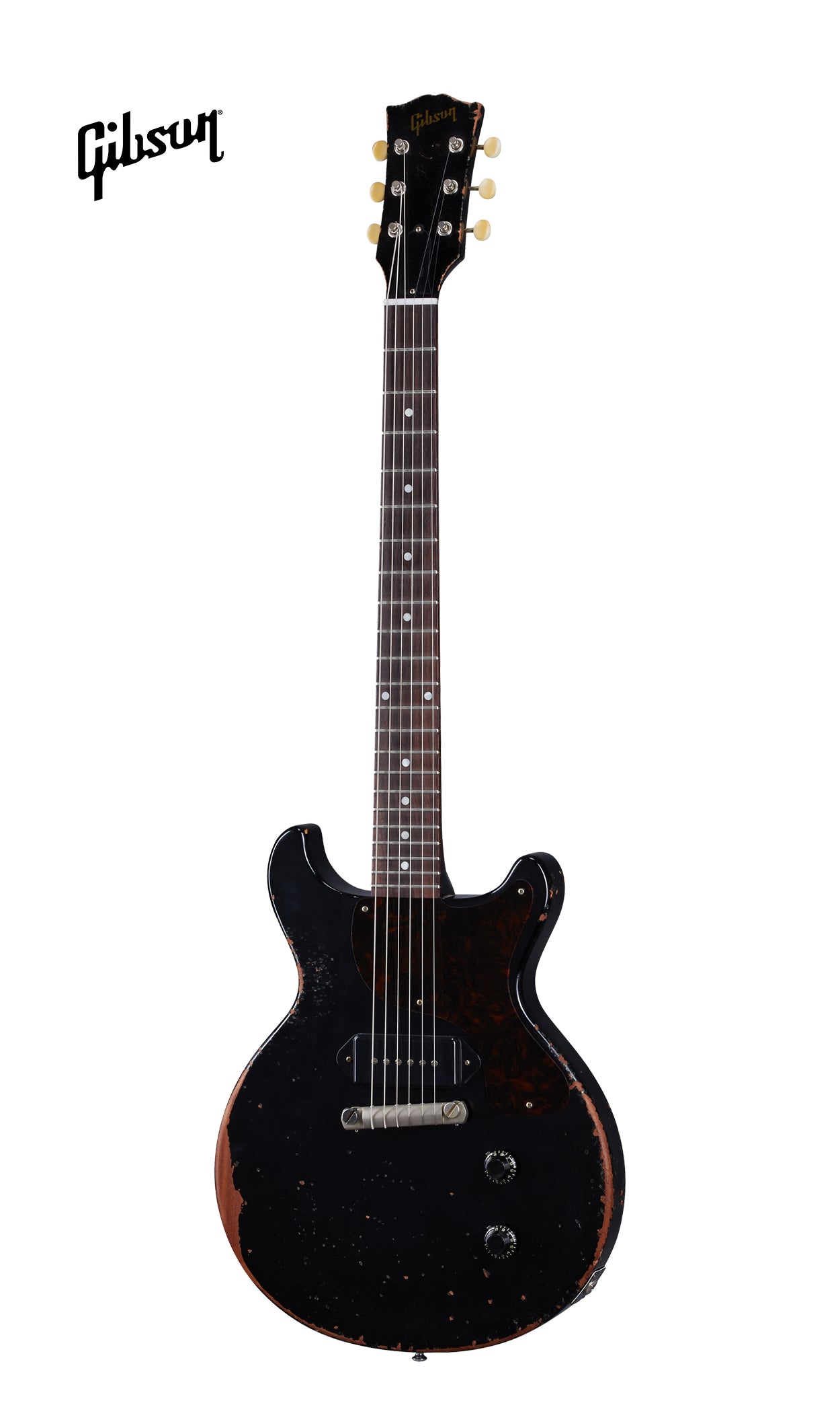 GIBSON 1960 LES PAUL JUNIOR DOUBLE CUT REISSUE ULTRA HEAVY AGED ELECTRIC GUITAR - EBONY