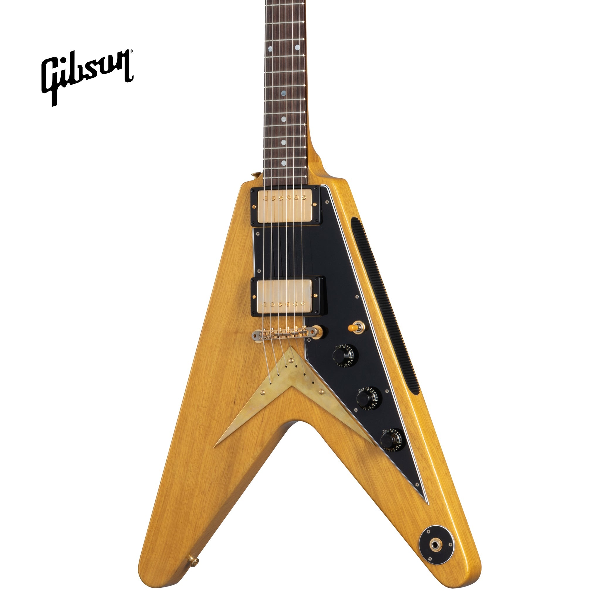 GIBSON 1958 KORINA FLYING V ELECTRIC GUITAR WITH BLACK PICKGUARD - NATURAL