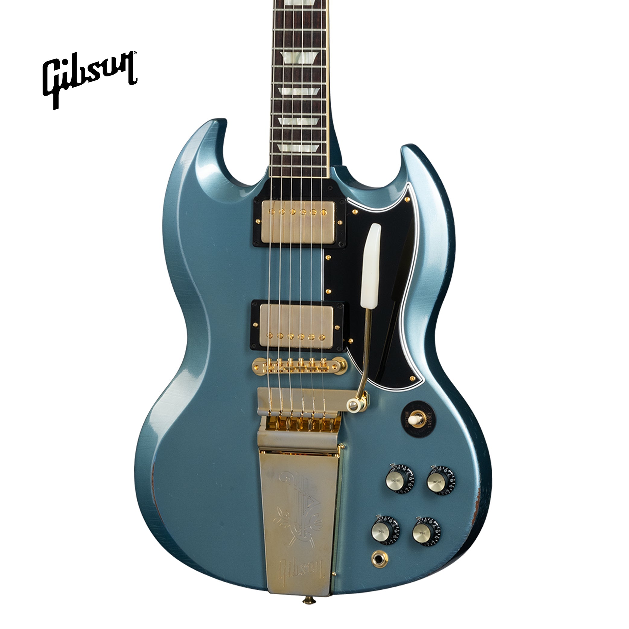 GIBSON 1964 SG STANDARD REISSUE WITH MAESTRO VIBROLA LIGHT AGED ELECTRIC GUITAR - ANTIQUE PELHAM BLUE