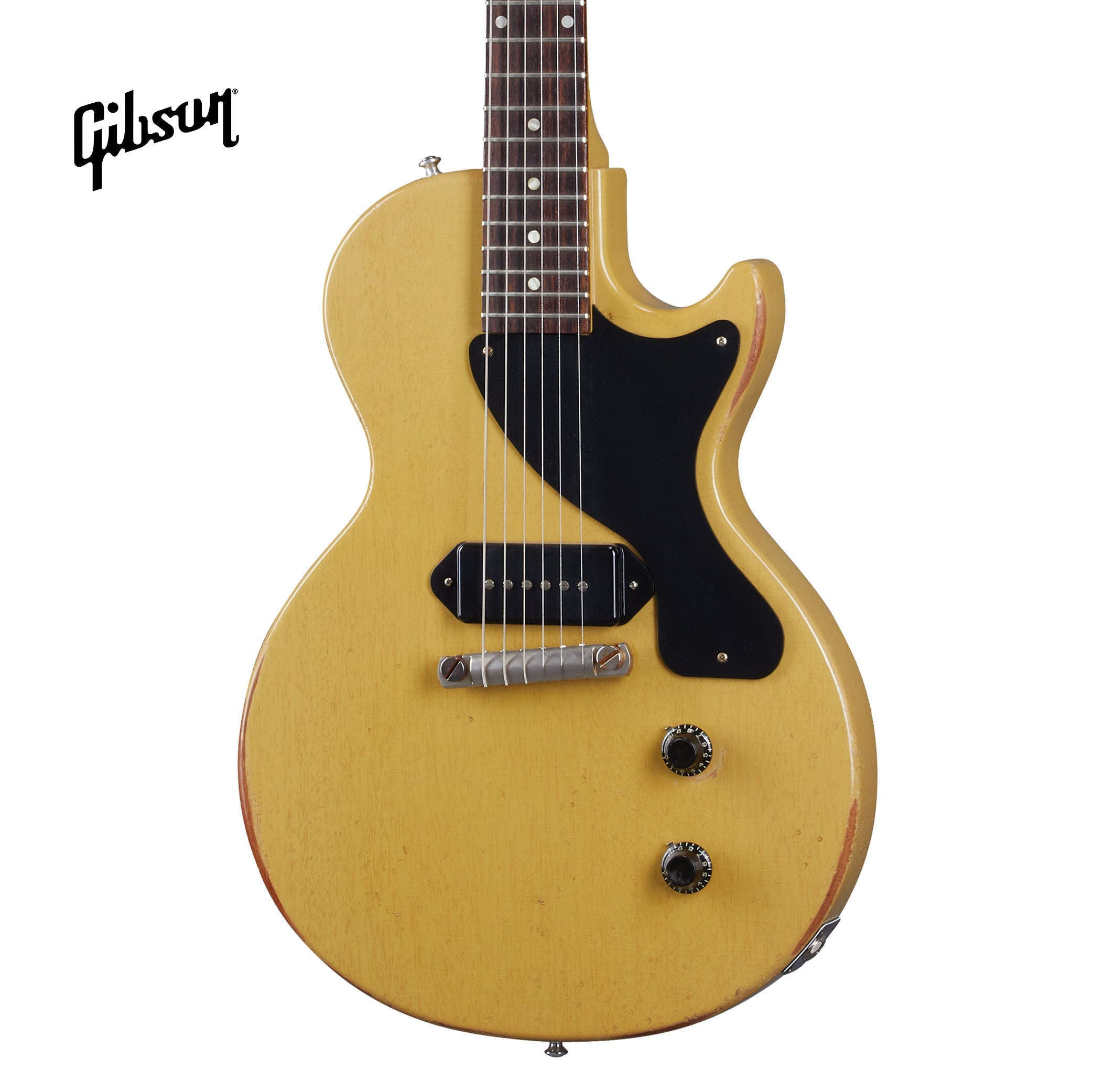 GIBSON 1957 LES PAUL JUNIOR SINGLE CUT REISSUE HEAVY AGED ELECTRIC GUITAR - TV YELLOW