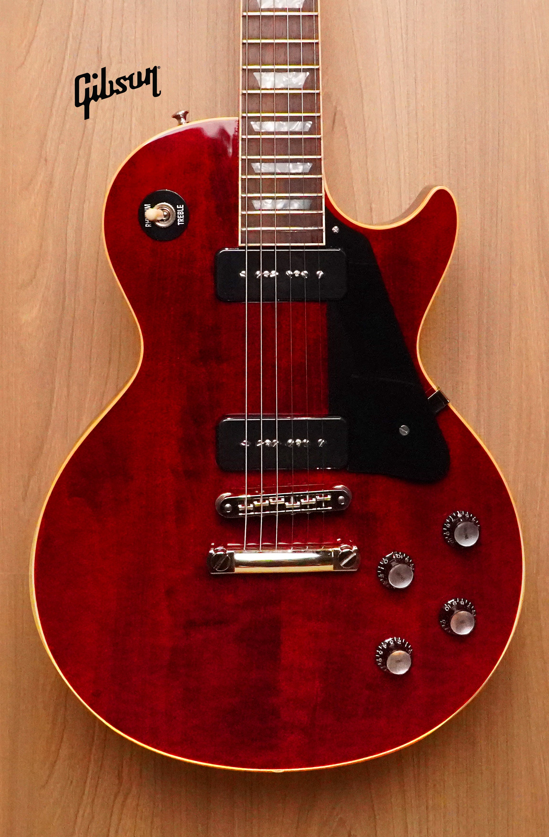 GIBSON CUSTOM SHOP 1976 LES PAUL DELUXE P90 - GLOSS WINE RED