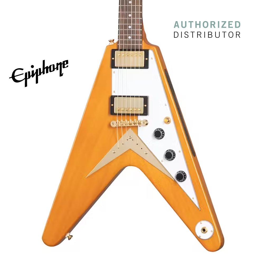 Epiphone Korina Flying V Electric Guitar, Case Included - Aged Natural