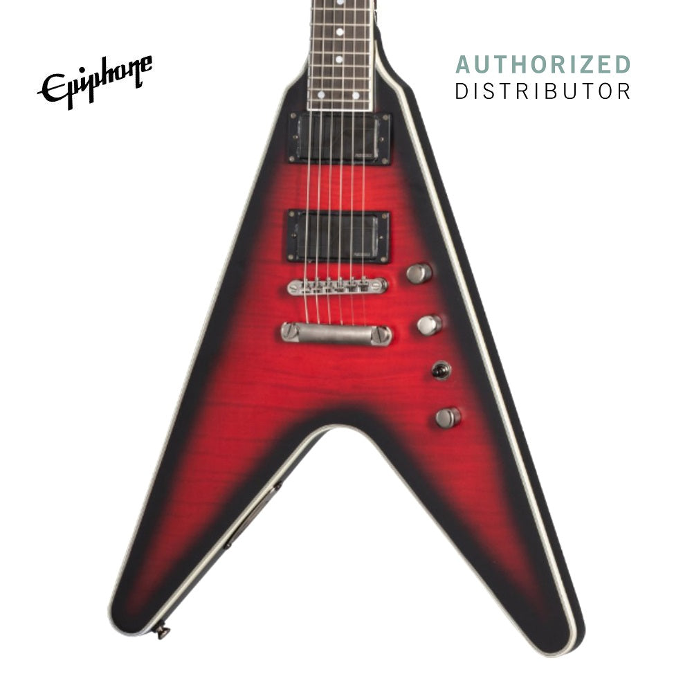 Epiphone Dave Mustaine Prophecy Flying V Figured Electric Guitar - Aged Dark Red Burst