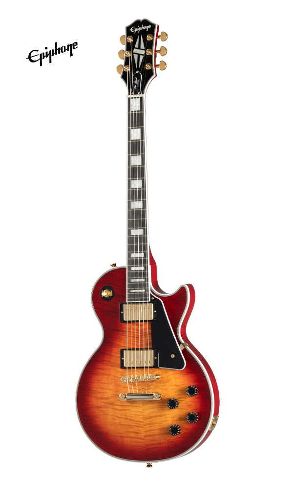 Epiphone Les Paul Custom Figured Electric Guitar with Premium Gig Bag - Heritage Cherry Sunburst