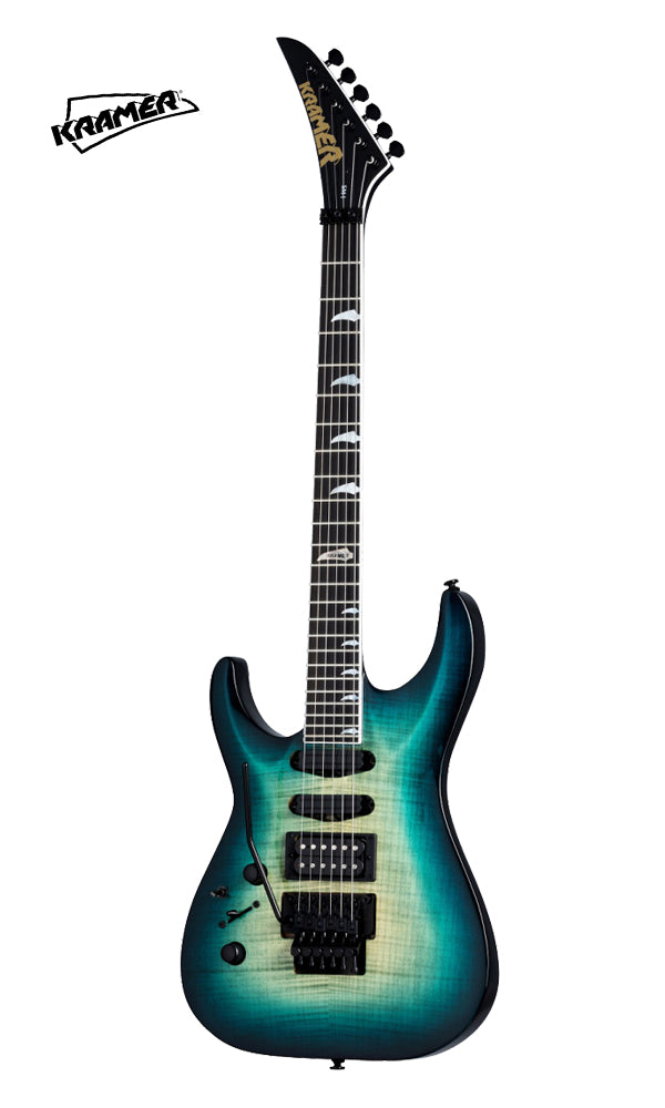 Kramer SM-1 Figured Left-handed Electric Guitar - Caribbean Blue Perimeter