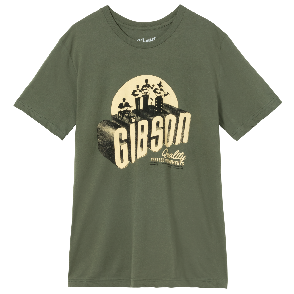 GIBSON ACCESSORIES THE BAND T-SHIRT - ARMY GREEN (GA-TEE-BAND-GRN)