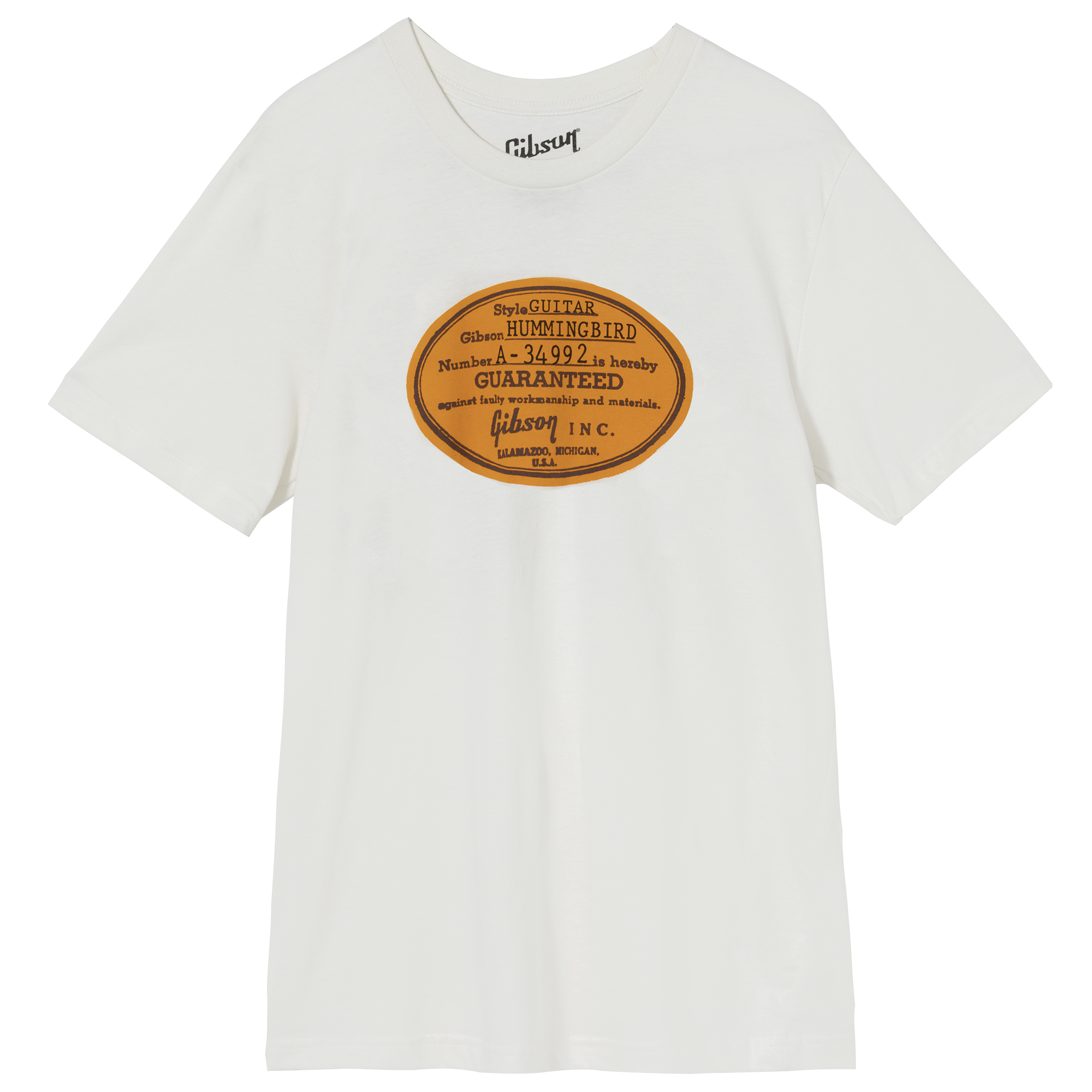 GIBSON ACCESSORIES ACOUSTIC LABEL T-SHIRT - VINTAGE WHITE (GA-TEE-LBL-WHT)