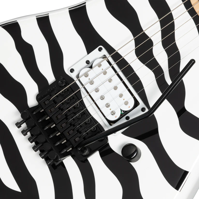 Kramer Pacer Wild Zebra Electric Guitar with Premium Gig Bag - Alpine White with Black Stripes