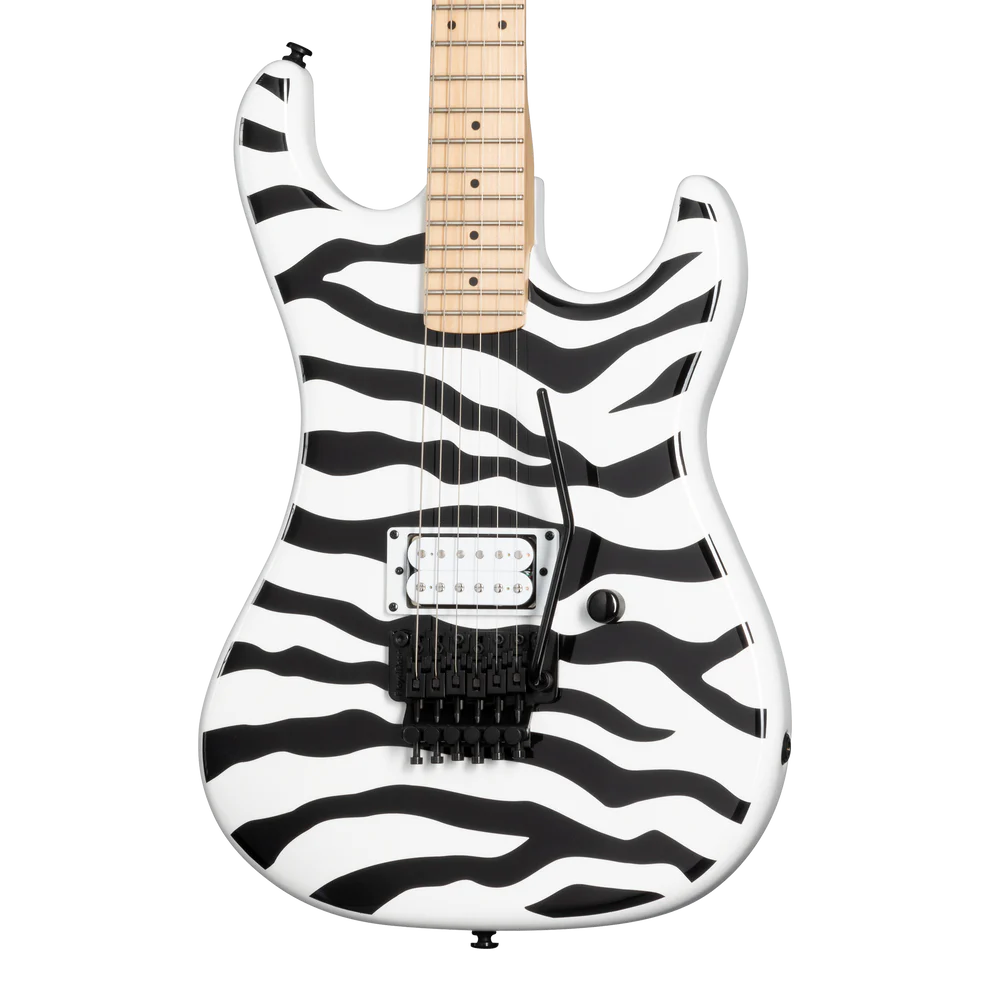 Kramer Pacer Wild Zebra Electric Guitar with Premium Gig Bag - Alpine White with Black Stripes