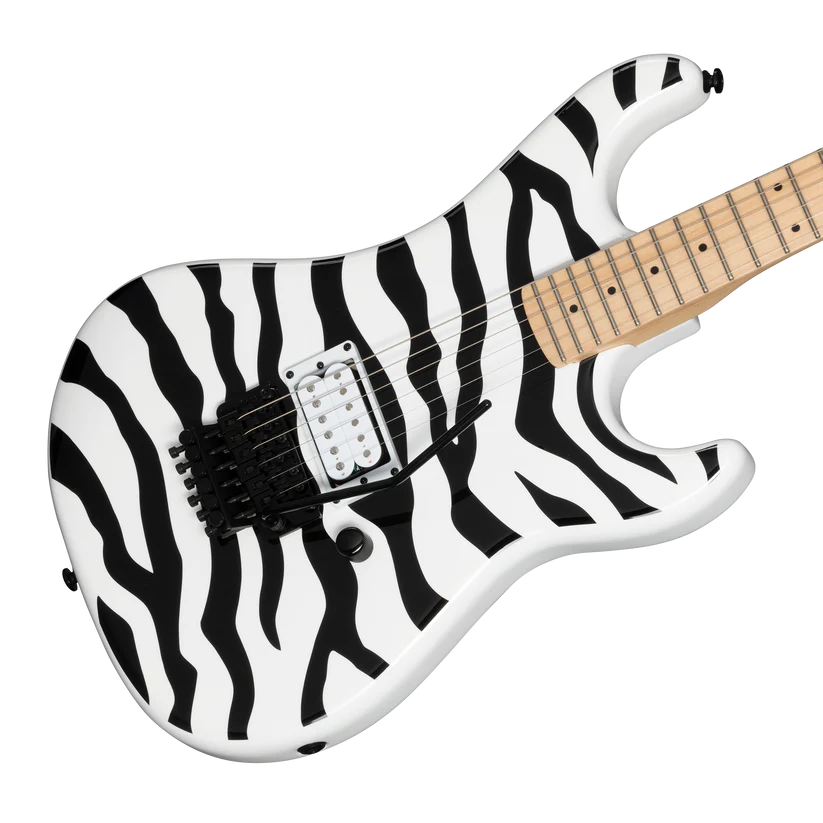 Kramer Pacer Wild Zebra Electric Guitar with Premium Gig Bag - Alpine White with Black Stripes