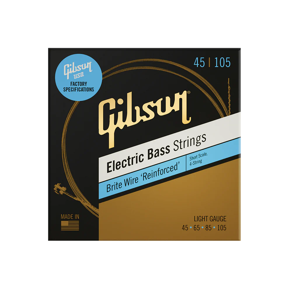GIBSON SHORT SCALE BRITE WIRE ELECTRIC BASS STRINGS, 4-STRING, ROUNDWOUND