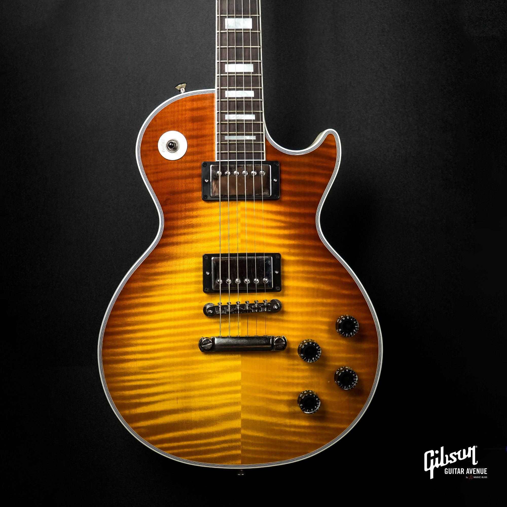 GIBSON JO BRANKO SELECT MADE TO MEASURE LES PAUL CUSTOM FIGURED TOP - V3 NECK - DIRTY LEMON FADE - TV WHITE BACK W/STINGER GLOSS NH