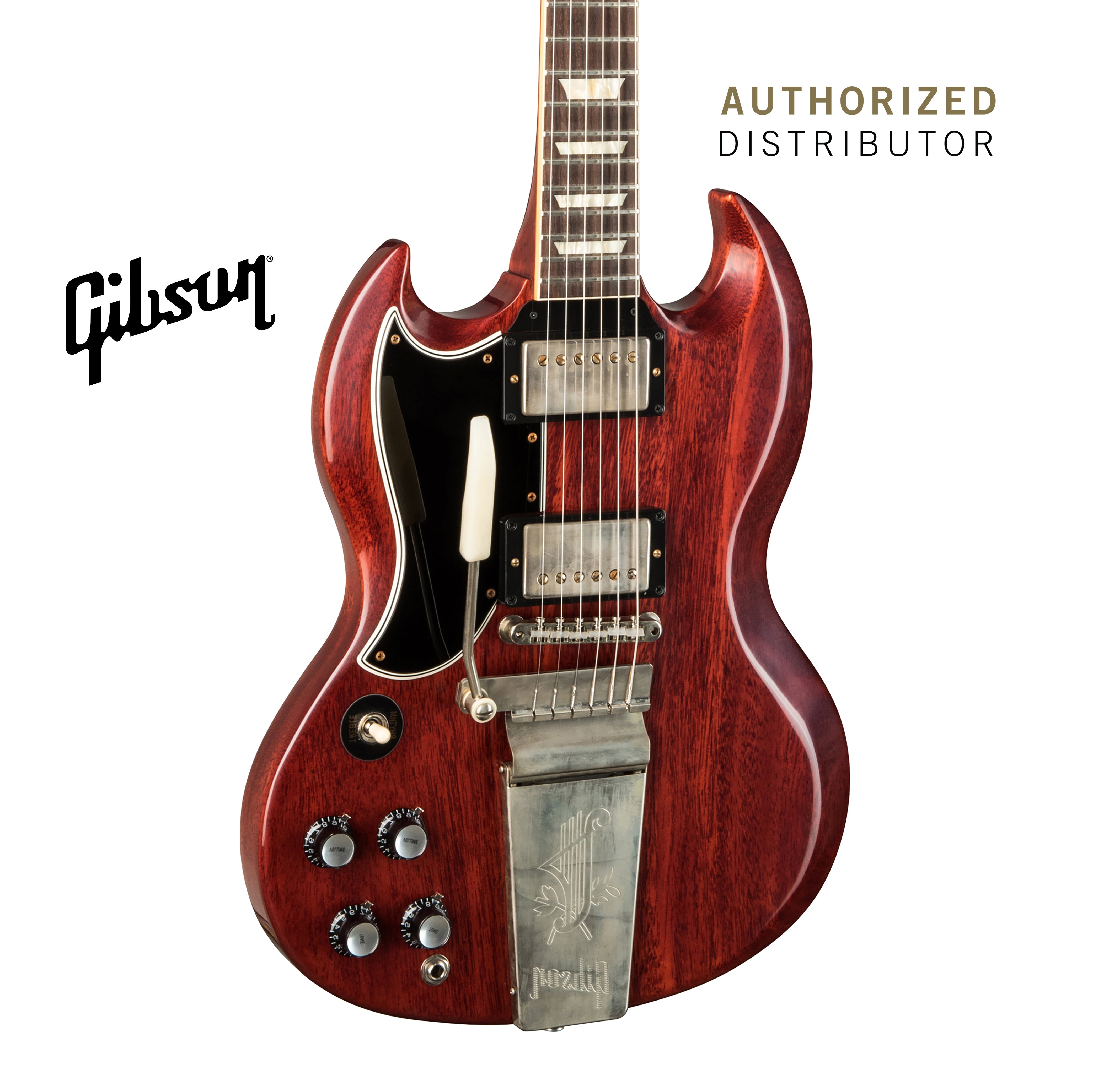 GIBSON 1964 SG STANDARD REISSUE WITH MAESTRO VIBROLA VOS LEFT-HANDED ELECTRIC ELECTRIC GUITAR - CHERRY RED