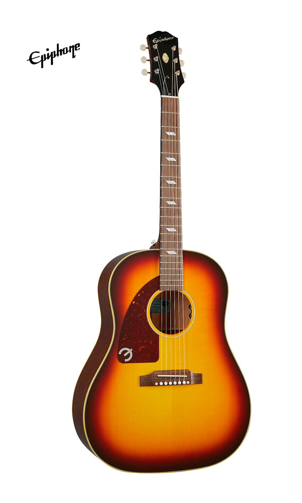 Epiphone USA Texan Left-Handed Acoustic-Electric Guitar, Case Included - Vintage Sunburst