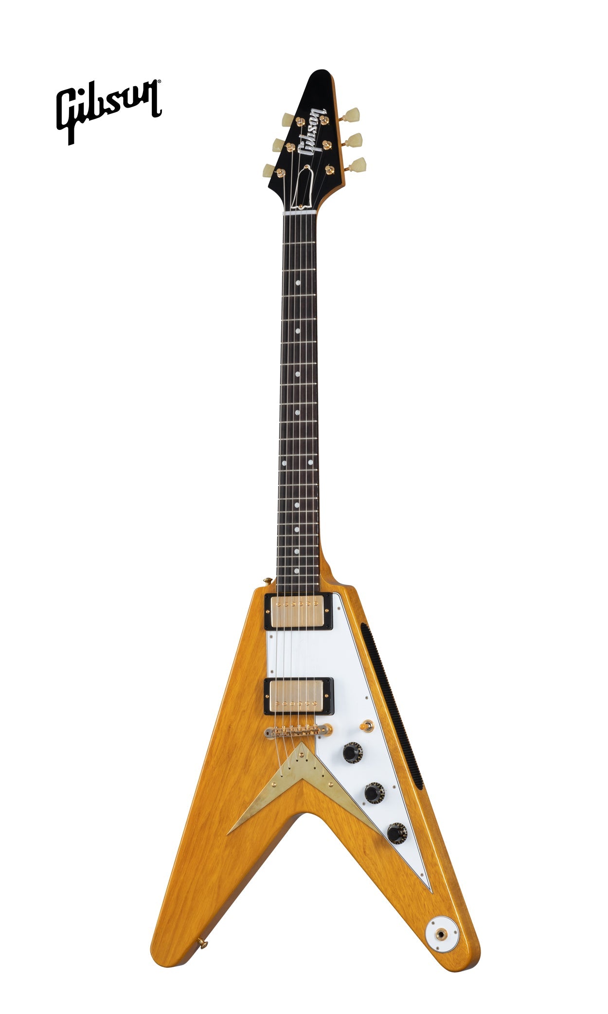 Gibson 1958 Korina Flying V Electric Guitar With White Pickguard Nat 