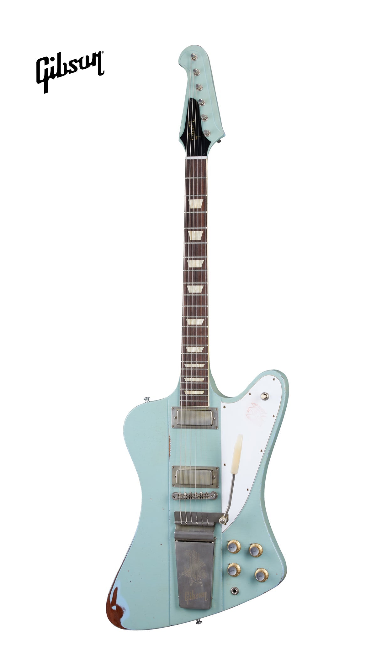 GIBSON 1963 FIREBIRD V WITH MAESTRO VIBROLA HEAVY AGED ELECTRIC GUITAR - ANTIQUE FROST BLUE