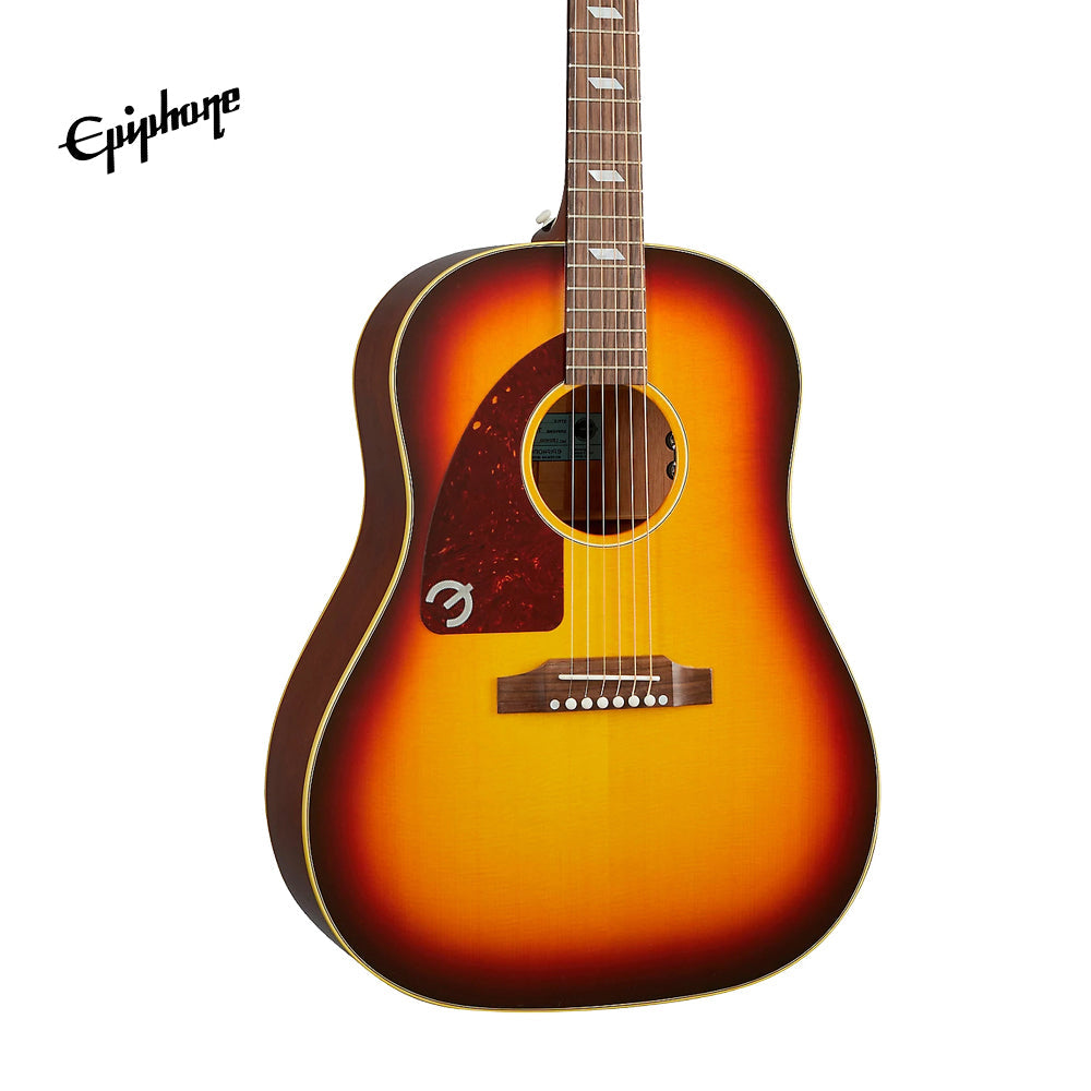 Epiphone USA Texan Left-Handed Acoustic-Electric Guitar, Case Included - Vintage Sunburst