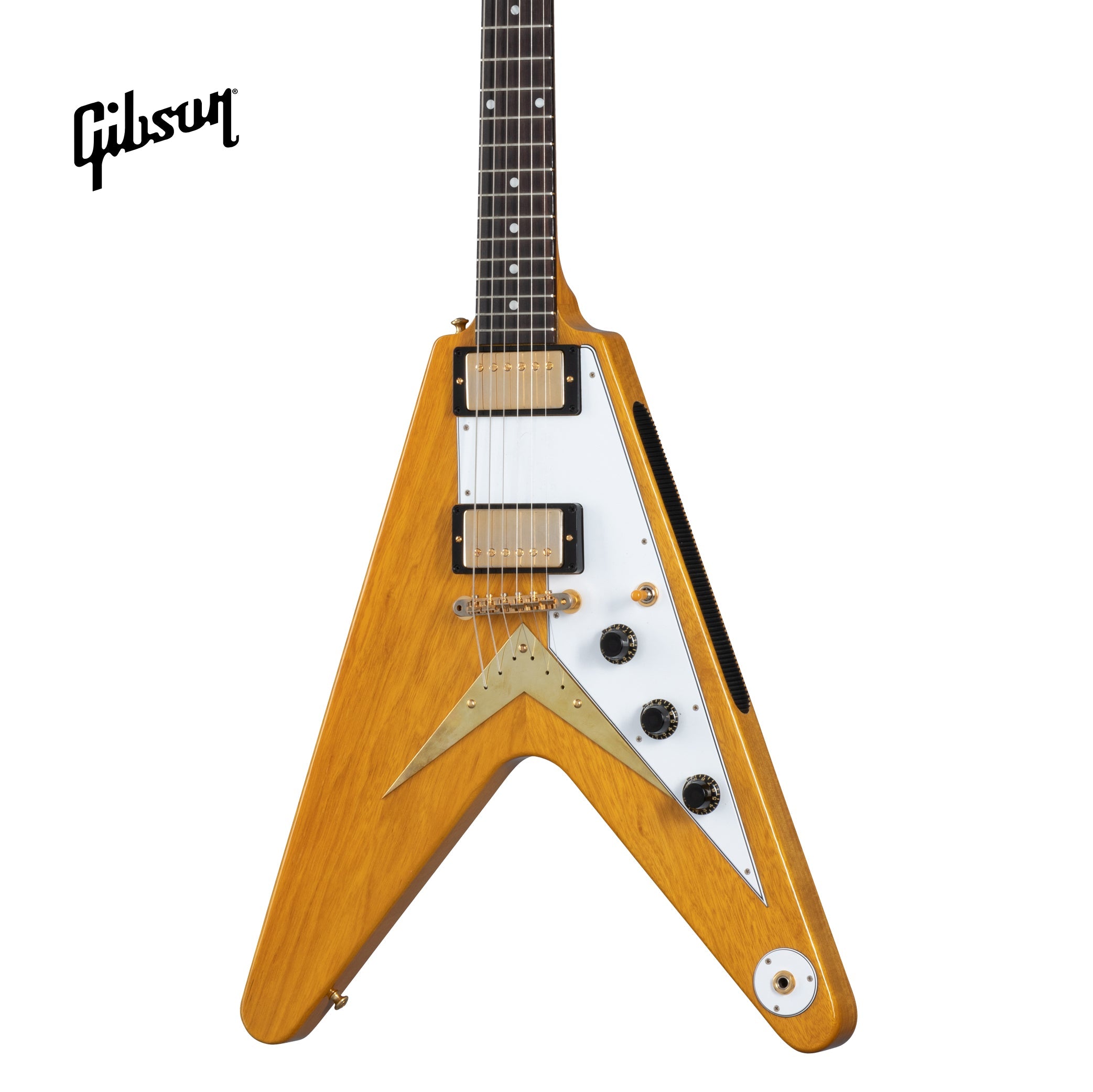 GIBSON 1958 KORINA FLYING V ELECTRIC GUITAR WITH WHITE PICKGUARD - NATURAL