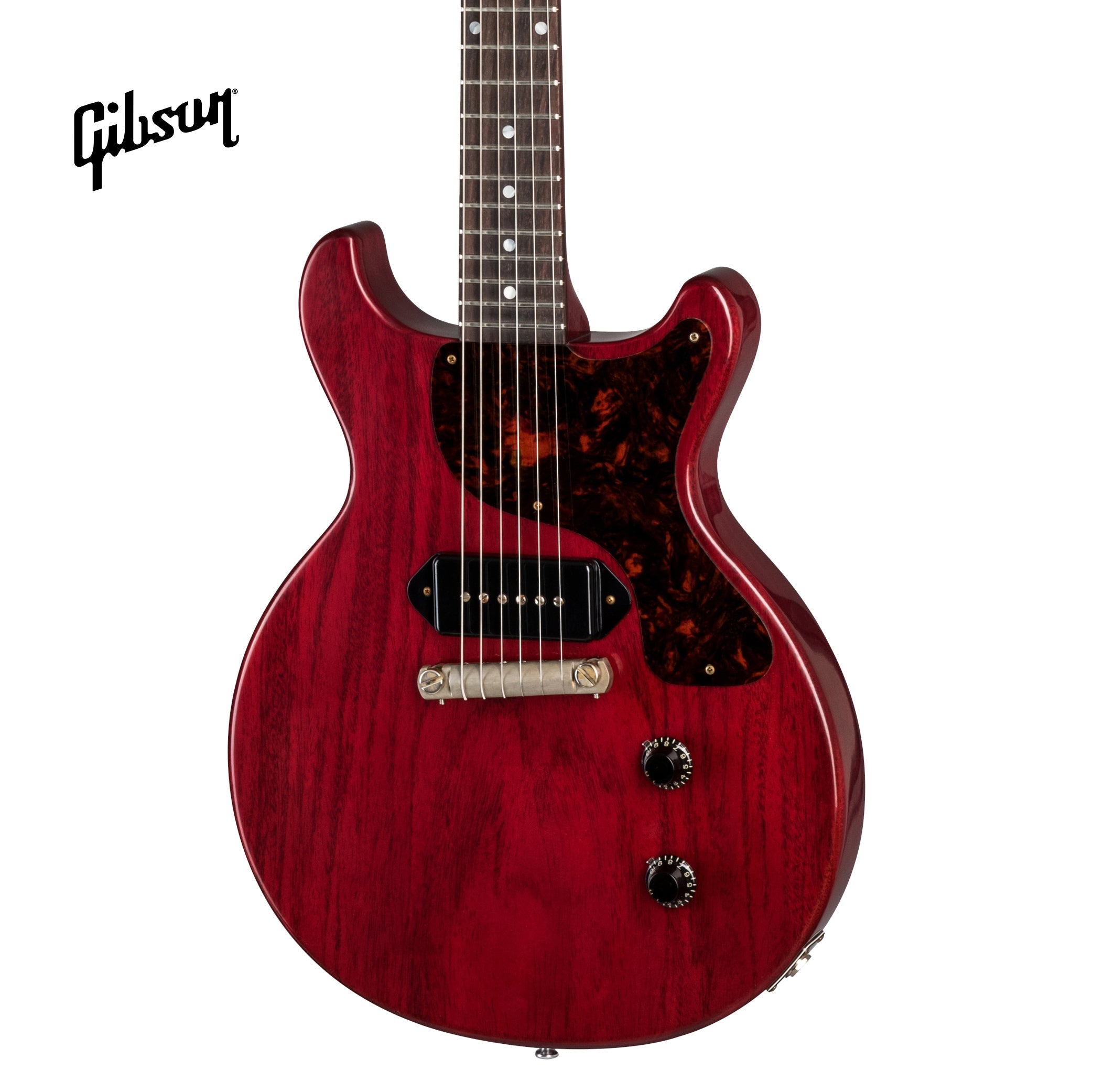 GIBSON 1958 LES PAUL JUNIOR DOUBLE CUT REISSUE VOS ELECTRIC GUITAR - CHERRY RED