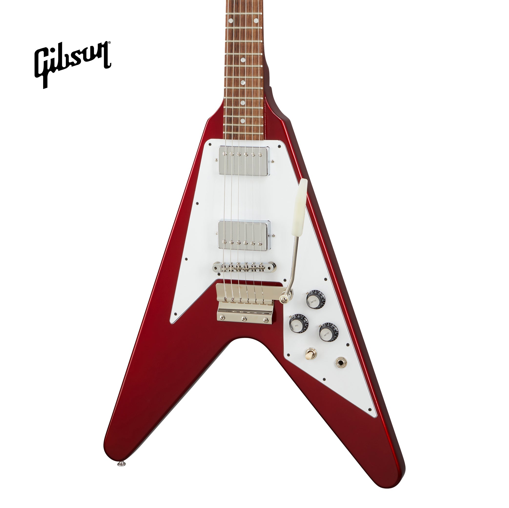 GIBSON 1967 MAHOGANY FLYING V REISSUE WITH MAESTRO VIBROLA GLOSS ELECTRIC GUITAR - SPARKLING BURGUNDY