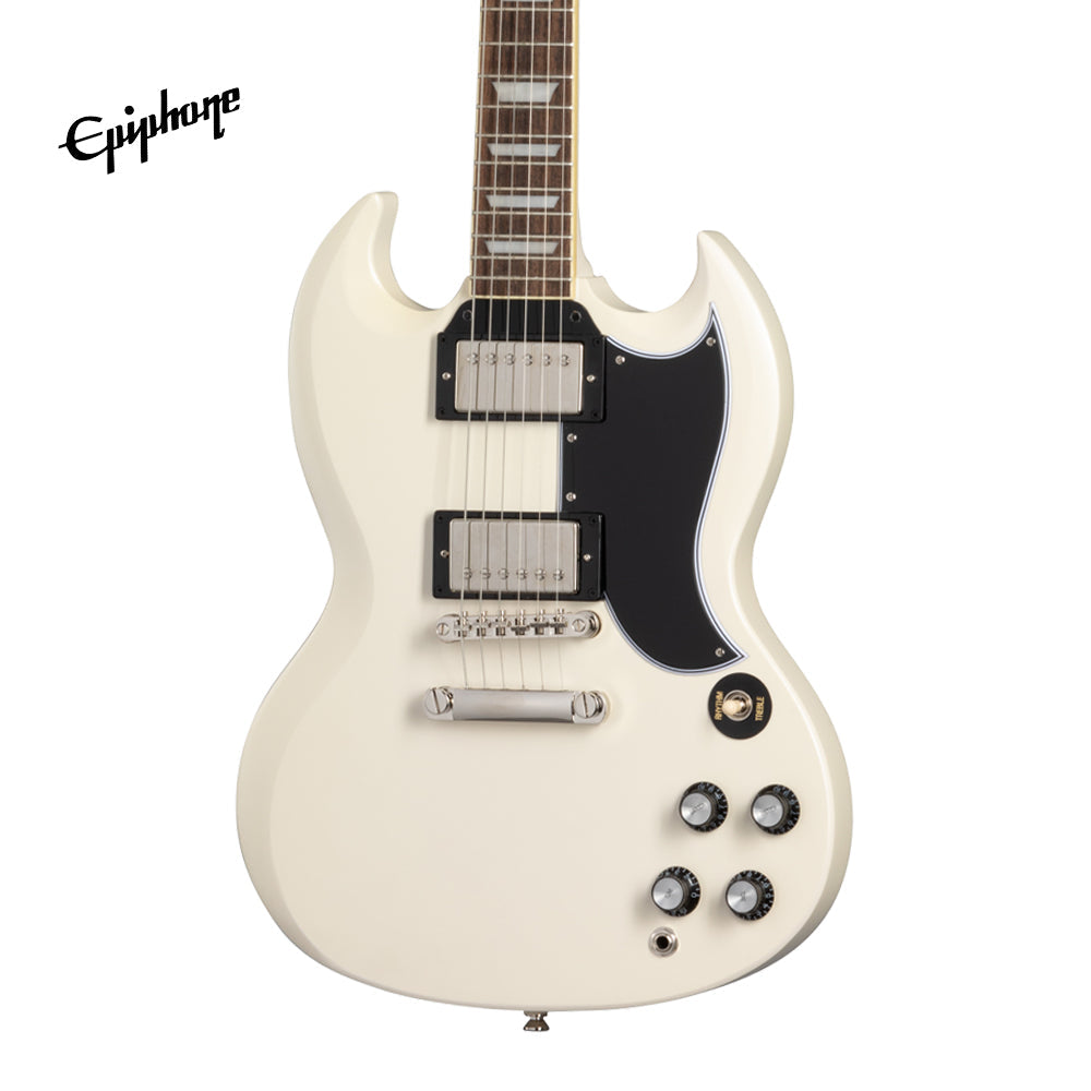 (Epiphone Inspired by Gibson Custom) Epiphone 1961 Les Paul SG Standard Electric Guitar, Case Included - Aged Classic White